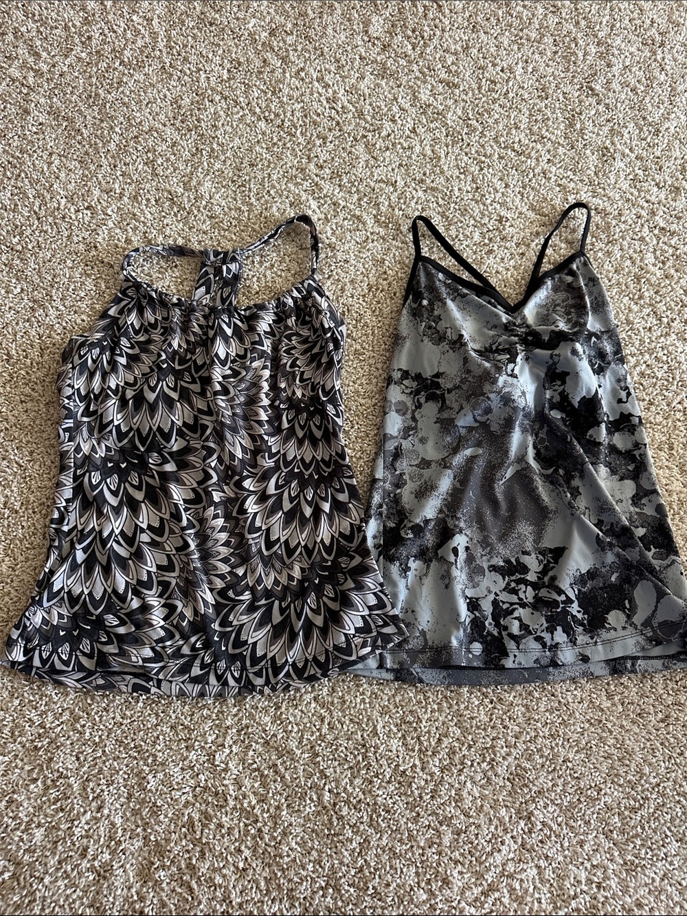 Women's Black & Gray Printed Cami Top - Stylish Layering Tank